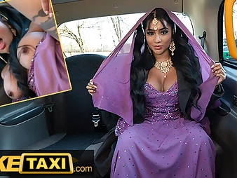 Desi nurse with ample melons gets her cock-squeezing puss screwed rock firm in fake cab activity