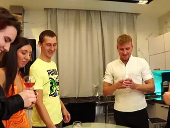 Party & Drill gangbang: school girls feast on each other's ass, fellatios and jizm in mouths!