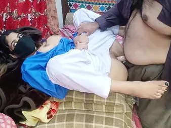 Stepdaddy's hard detect pounds Desi College Girl's grasping pussy with respect to school uniform